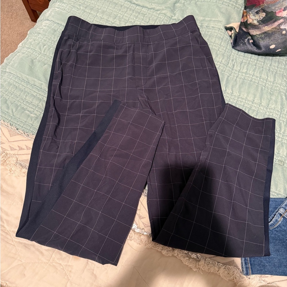 Athleta Brooklyn Navy Windowpane Cropped Pants
